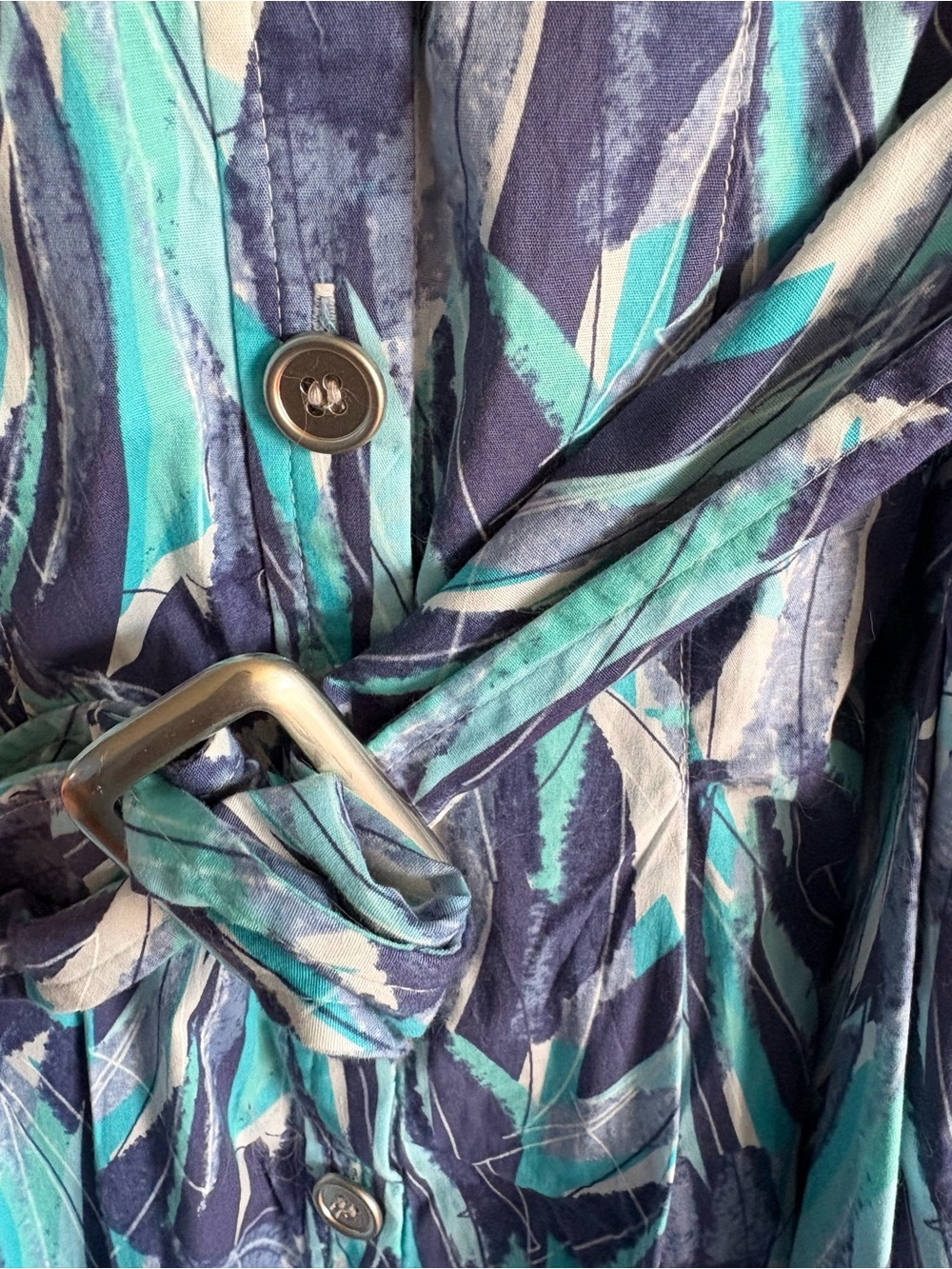 Plus Size Charming Alfani Sleeveless Button-Front Dress in Teal & Navy - 2XL - Picture 4 of 4